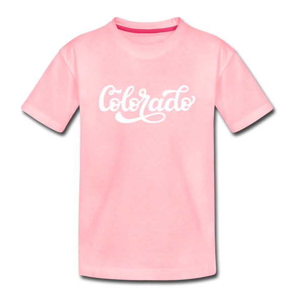 Colorado Youth T-Shirt - Hand Lettered Youth Colorado Tee - pink