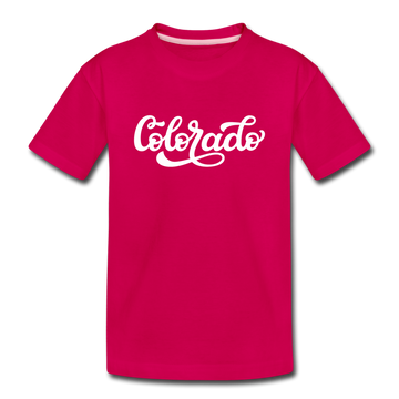 Colorado Youth T-Shirt - Hand Lettered Youth Colorado Tee - dark pink