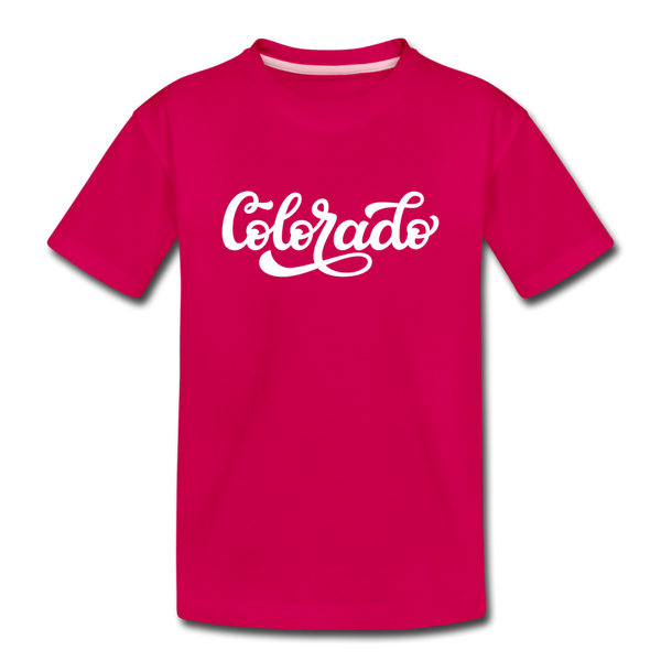 Colorado Youth T-Shirt - Hand Lettered Youth Colorado Tee - dark pink
