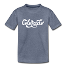 Colorado Youth T-Shirt - Hand Lettered Youth Colorado Tee - heather blue