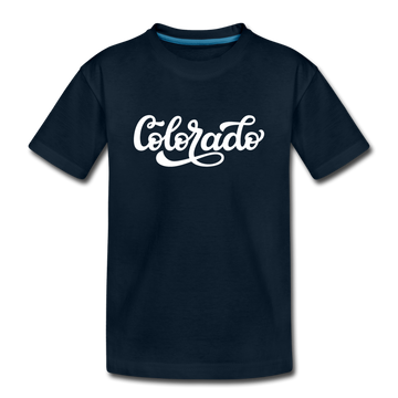 Colorado Youth T-Shirt - Hand Lettered Youth Colorado Tee - deep navy
