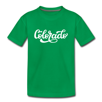 Colorado Youth T-Shirt - Hand Lettered Youth Colorado Tee - kelly green