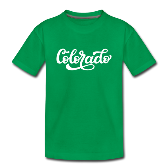 Colorado Youth T-Shirt - Hand Lettered Youth Colorado Tee - kelly green