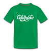 Colorado Youth T-Shirt - Hand Lettered Youth Colorado Tee - kelly green