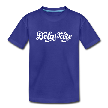 Delaware Youth T-Shirt - Hand Lettered Youth Delaware Tee - royal blue