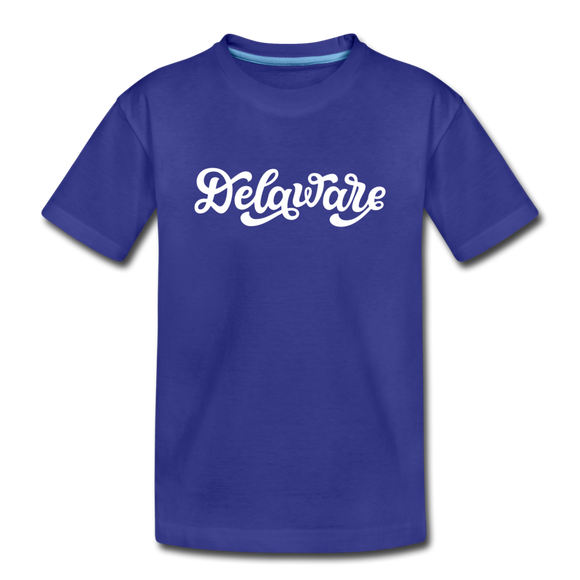 Delaware Youth T-Shirt - Hand Lettered Youth Delaware Tee - royal blue