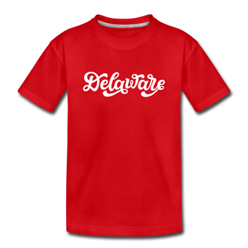 Delaware Youth T-Shirt - Hand Lettered Youth Delaware Tee - red