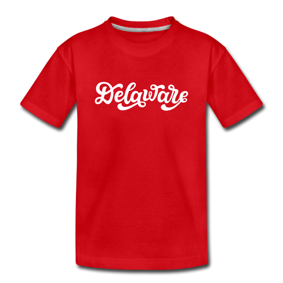 Delaware Youth T-Shirt - Hand Lettered Youth Delaware Tee - red