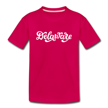 Delaware Youth T-Shirt - Hand Lettered Youth Delaware Tee - dark pink