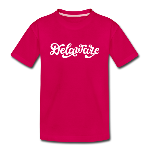 Delaware Youth T-Shirt - Hand Lettered Youth Delaware Tee - dark pink