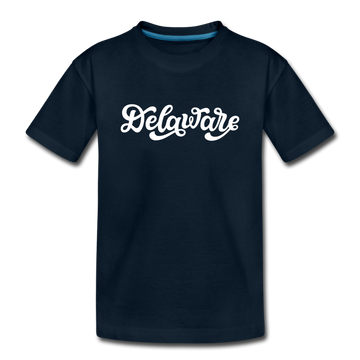Delaware Youth T-Shirt - Hand Lettered Youth Delaware Tee - deep navy