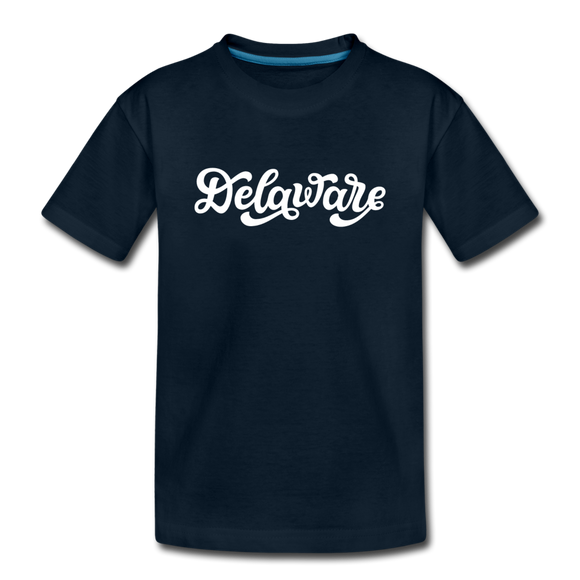 Delaware Youth T-Shirt - Hand Lettered Youth Delaware Tee - deep navy