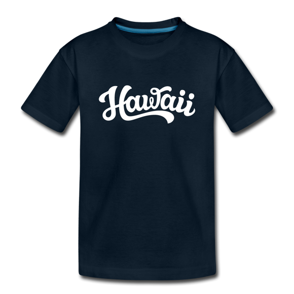 Hawaii Youth T-Shirt - Hand Lettered Youth Hawaii Tee - deep navy