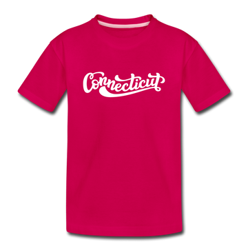 Connecticut Youth T-Shirt - Hand Lettered Youth Connecticut Tee - dark pink