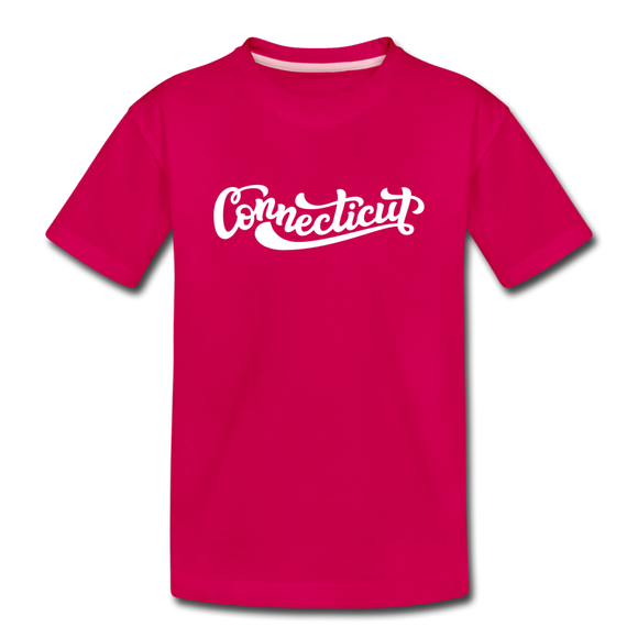 Connecticut Youth T-Shirt - Hand Lettered Youth Connecticut Tee - dark pink