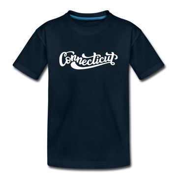 Connecticut Youth T-Shirt - Hand Lettered Youth Connecticut Tee - deep navy