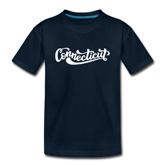 Connecticut Youth T-Shirt - Hand Lettered Youth Connecticut Tee - deep navy