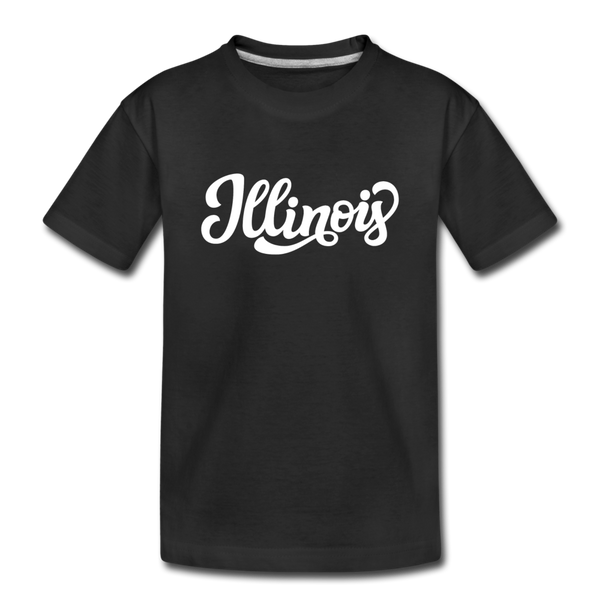 Illinois Youth T-Shirt - Hand Lettered Youth Illinois Tee - black