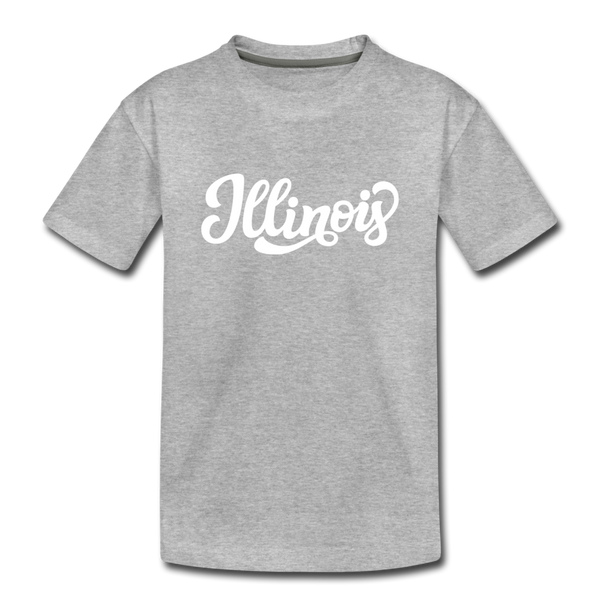 Illinois Youth T-Shirt - Hand Lettered Youth Illinois Tee - heather gray