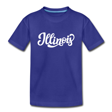 Illinois Youth T-Shirt - Hand Lettered Youth Illinois Tee - royal blue