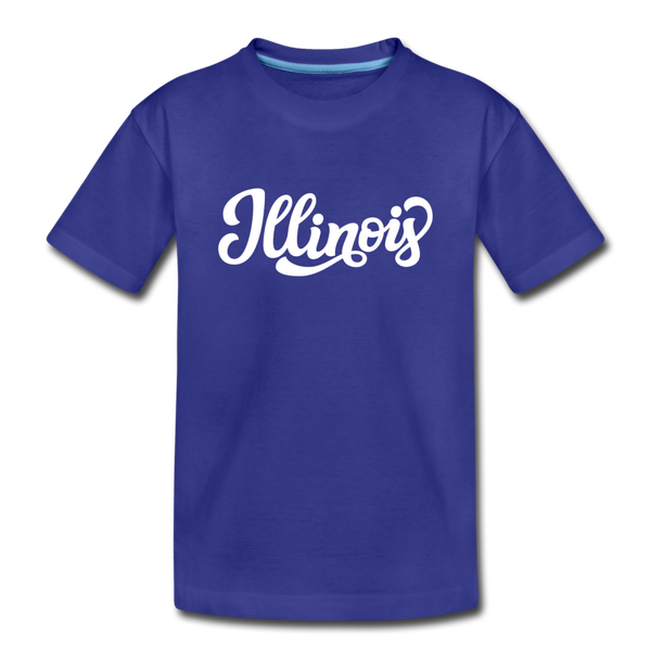 Illinois Youth T-Shirt - Hand Lettered Youth Illinois Tee - royal blue