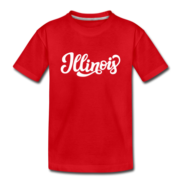 Illinois Youth T-Shirt - Hand Lettered Youth Illinois Tee - red