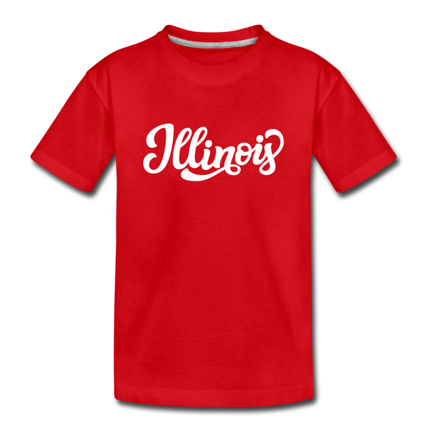 Illinois Youth T-Shirt - Hand Lettered Youth Illinois Tee - red