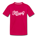 Illinois Youth T-Shirt - Hand Lettered Youth Illinois Tee - dark pink