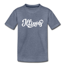 Illinois Youth T-Shirt - Hand Lettered Youth Illinois Tee - heather blue