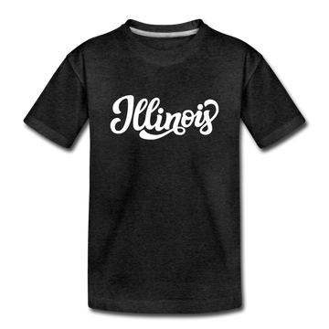 Illinois Youth T-Shirt - Hand Lettered Youth Illinois Tee - charcoal gray