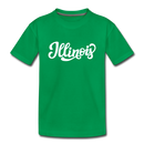 Illinois Youth T-Shirt - Hand Lettered Youth Illinois Tee - kelly green