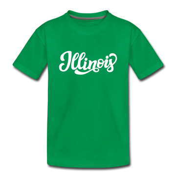 Illinois Youth T-Shirt - Hand Lettered Youth Illinois Tee - kelly green