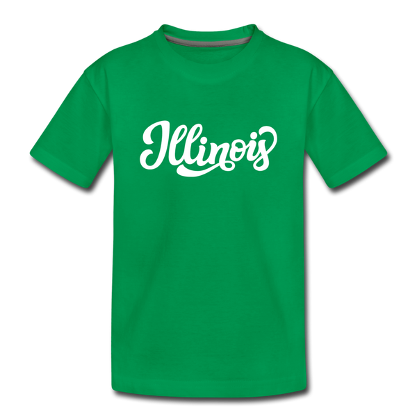 Illinois Youth T-Shirt - Hand Lettered Youth Illinois Tee - kelly green