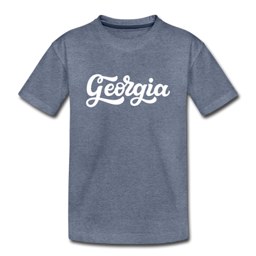 Georgia Youth T-Shirt - Hand Lettered Youth Georgia Tee - heather blue
