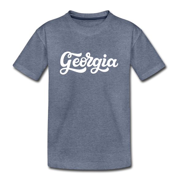 Georgia Youth T-Shirt - Hand Lettered Youth Georgia Tee - heather blue