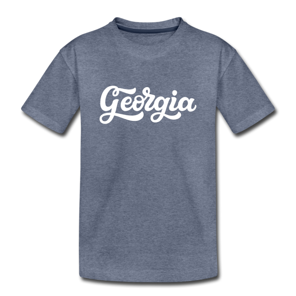 Georgia Youth T-Shirt - Hand Lettered Youth Georgia Tee - heather blue