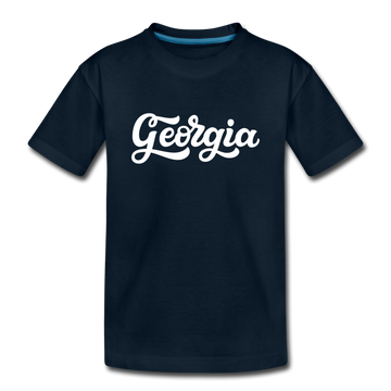 Georgia Youth T-Shirt - Hand Lettered Youth Georgia Tee - deep navy