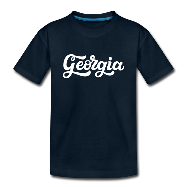 Georgia Youth T-Shirt - Hand Lettered Youth Georgia Tee - deep navy