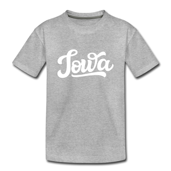 Iowa Youth T-Shirt - Hand Lettered Youth Iowa Tee - heather gray