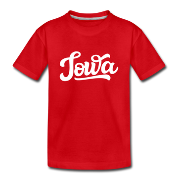 Iowa Youth T-Shirt - Hand Lettered Youth Iowa Tee - red
