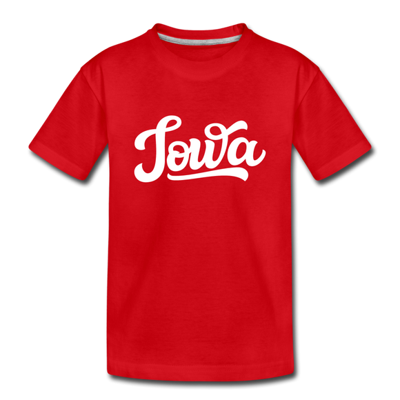 Iowa Youth T-Shirt - Hand Lettered Youth Iowa Tee - red