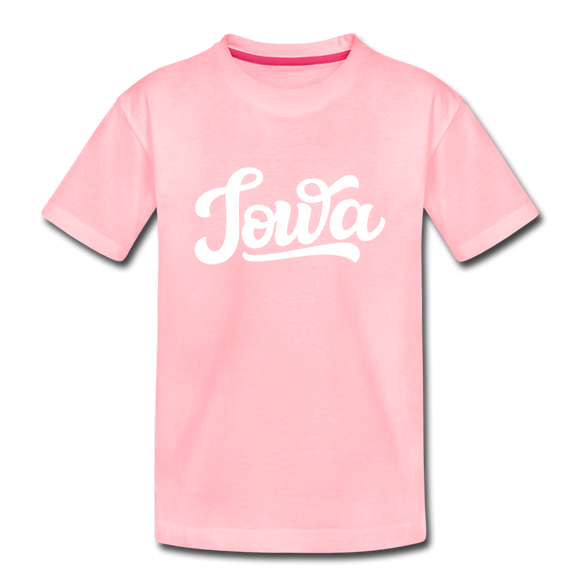Iowa Youth T-Shirt - Hand Lettered Youth Iowa Tee - pink