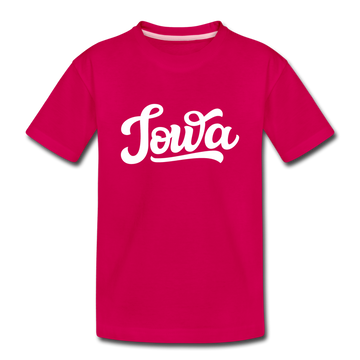 Iowa Youth T-Shirt - Hand Lettered Youth Iowa Tee - dark pink