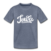 Iowa Youth T-Shirt - Hand Lettered Youth Iowa Tee - heather blue