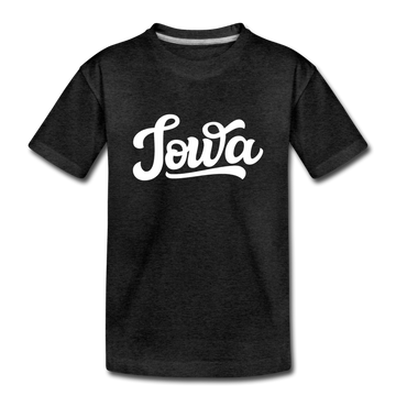 Iowa Youth T-Shirt - Hand Lettered Youth Iowa Tee - charcoal gray
