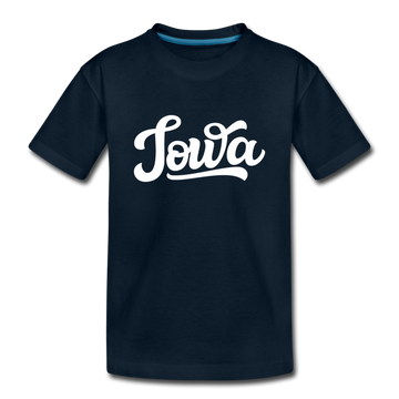 Iowa Youth T-Shirt - Hand Lettered Youth Iowa Tee - deep navy