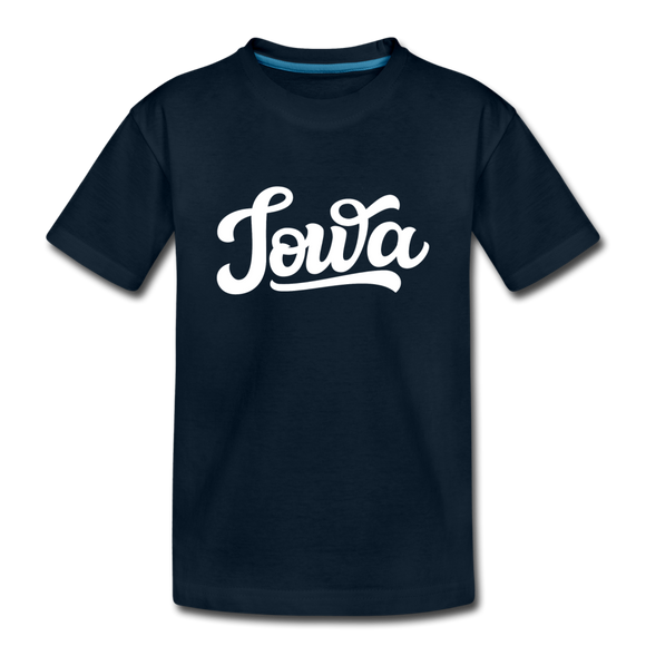 Iowa Youth T-Shirt - Hand Lettered Youth Iowa Tee - deep navy