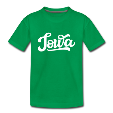 Iowa Youth T-Shirt - Hand Lettered Youth Iowa Tee - kelly green