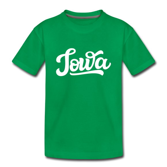 Iowa Youth T-Shirt - Hand Lettered Youth Iowa Tee - kelly green