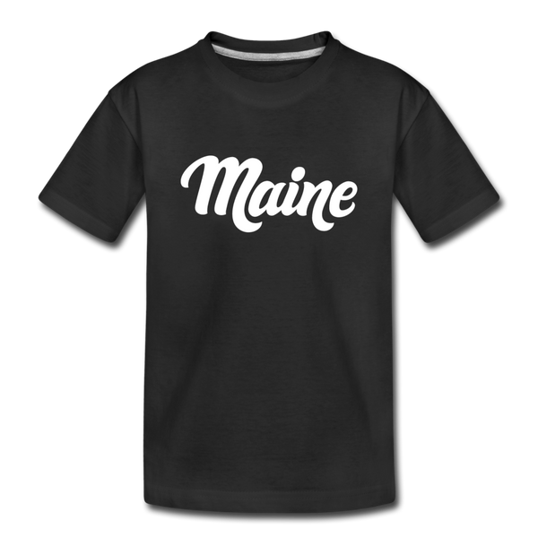 Maine Youth T-Shirt - Hand Lettered Youth Maine Tee - black